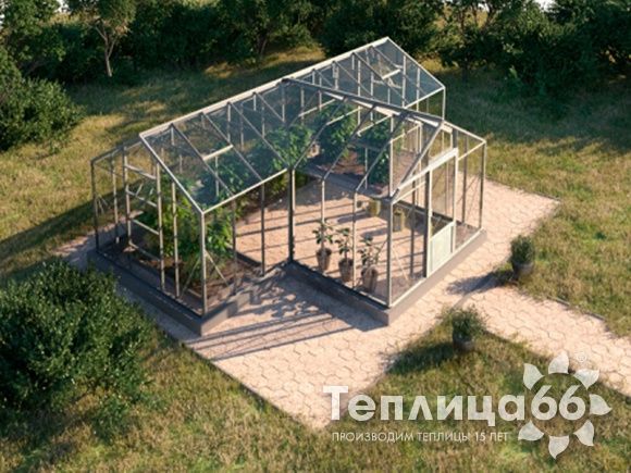 Теплица botanik T с большим тамбуром под стекло (24 м²)